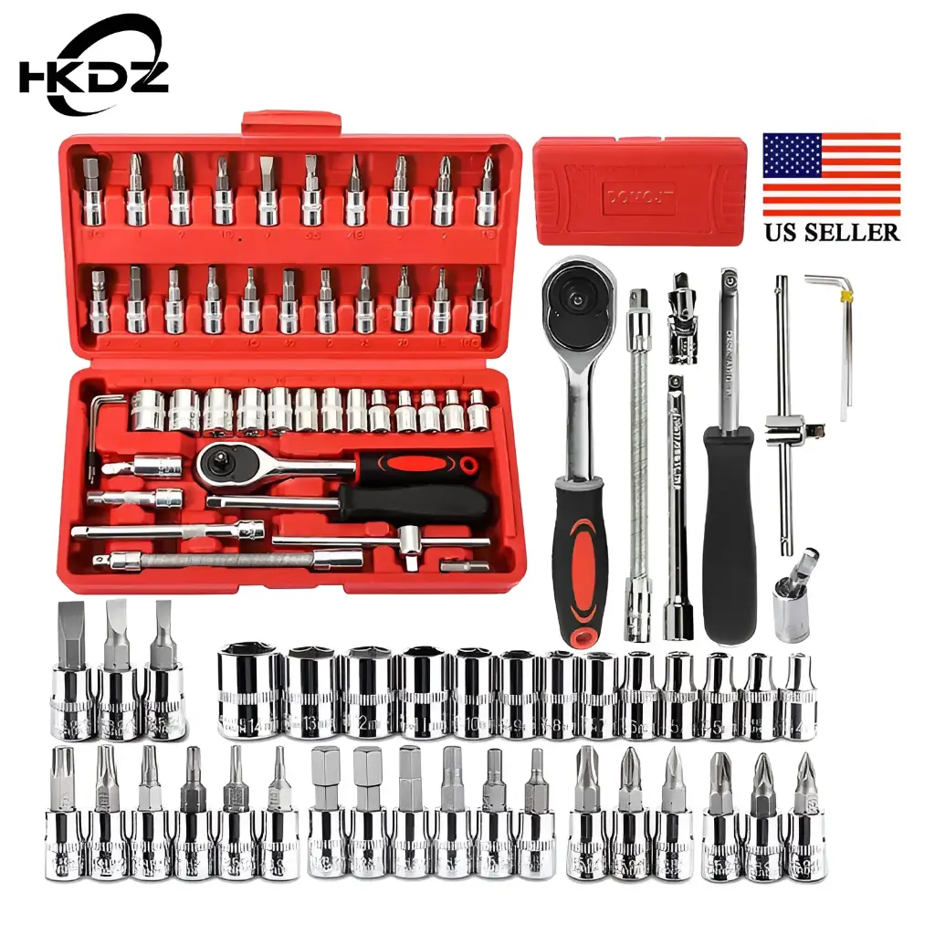 46 PIECES DRIVE SOCKET SET TOOL KIT.
