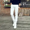 Men cotton blend white jeans