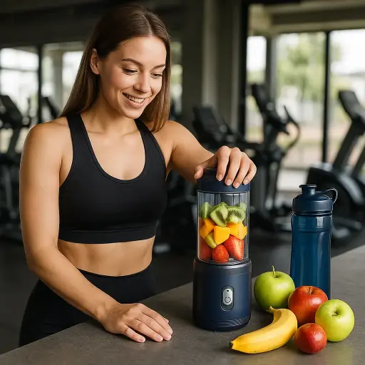Portable Blender for Smoothies & Juices | 400ML Compact Jar for Soft Fruits | 40W Motor Crushes Ice | Auto-Stop After 40s | 1800mAh Rechargeable Juicer with Built-in Jar.